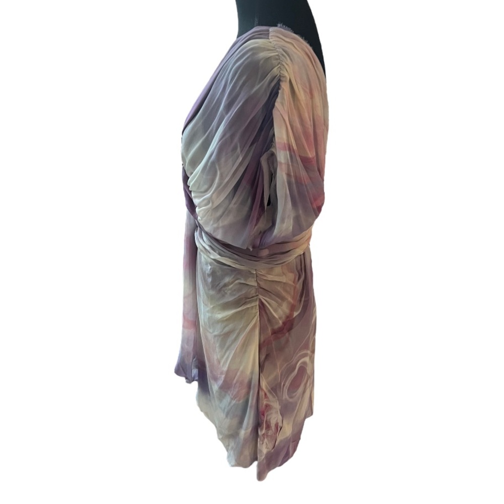 Roberto Cavalli Silk Abstract Print Mini Dress IT 42 US M Purple Lavender - Picture 4 of 9
